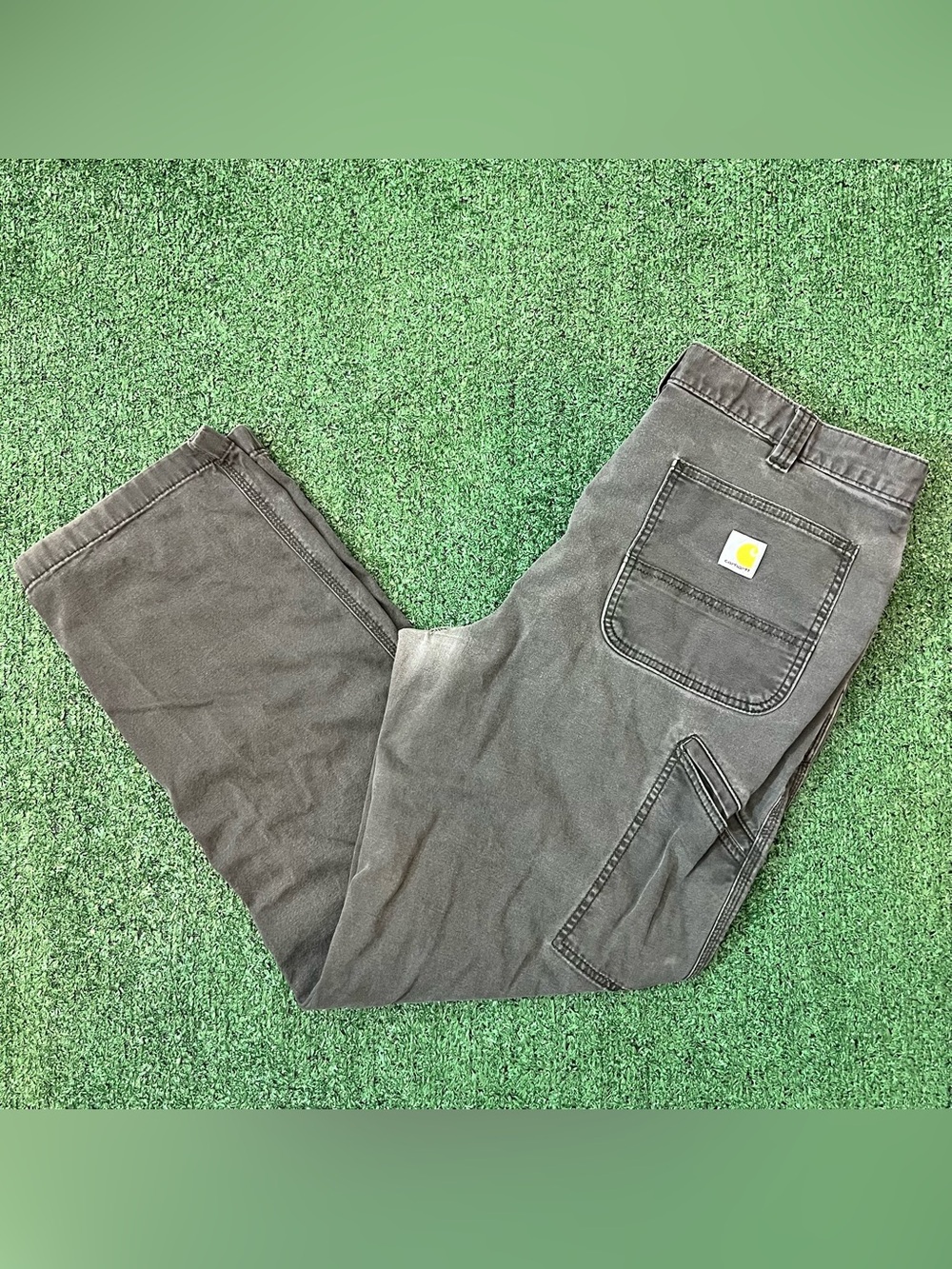 Carhartt Pants Mens 38x34 Gray Relaxed Fit Canvas Workwear Carpenter Utility - Picture 1 of 11
